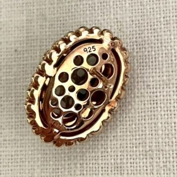 Oval Smoky Quartz set in Gold over 925 Sterling silver Earrings - Picture 6 of 7